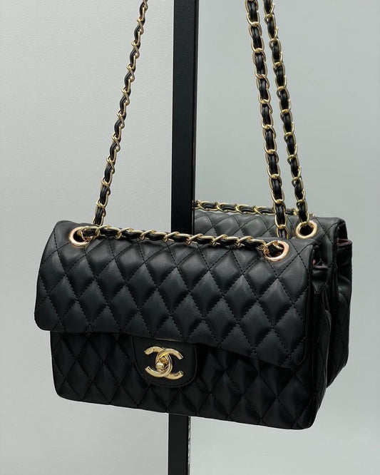Chanel Black Quilted Leather Small Classic Double Flap Bag