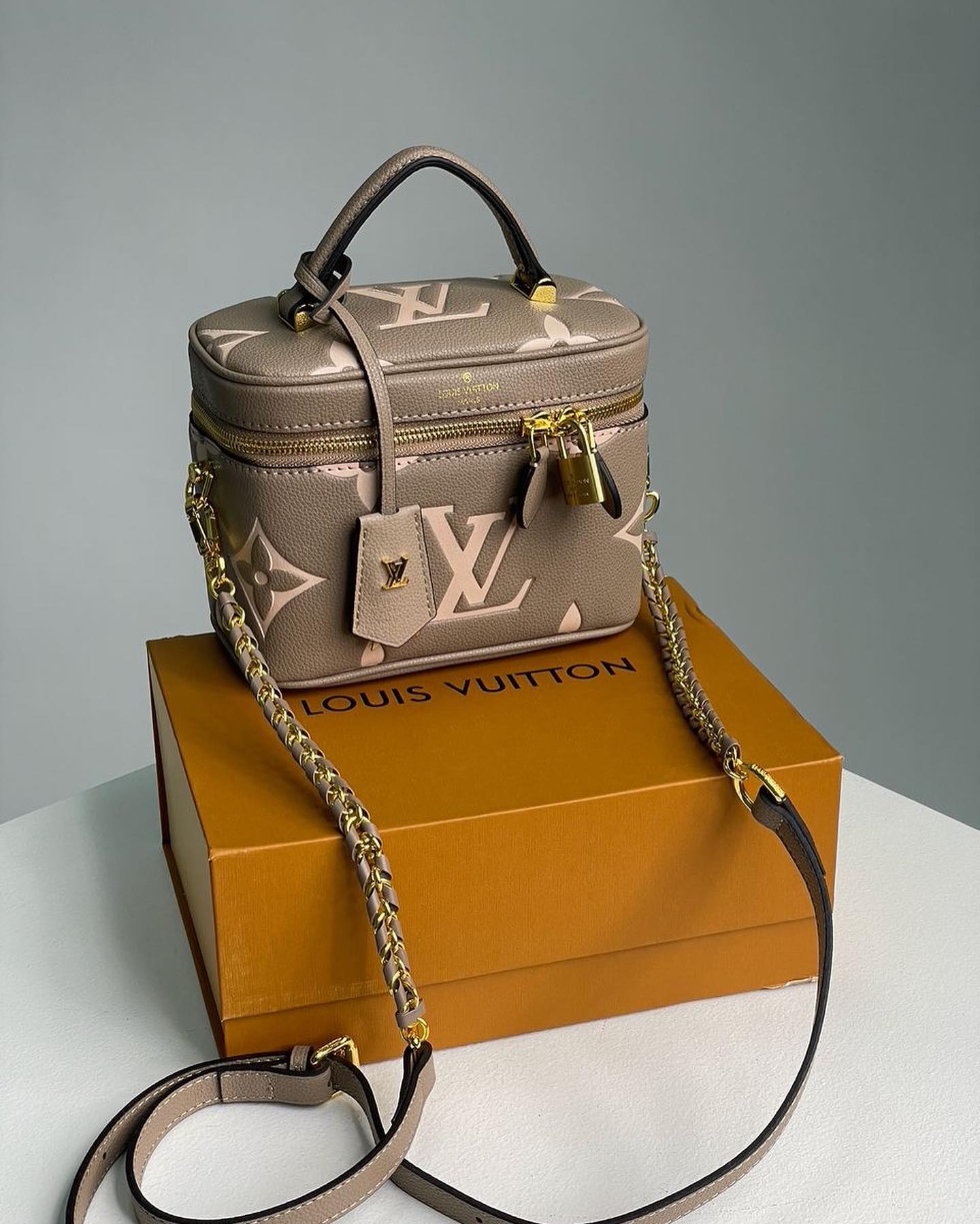 Louis Vuitton Vanity Handbag Bicolor Monogram Empreinte Giant PM