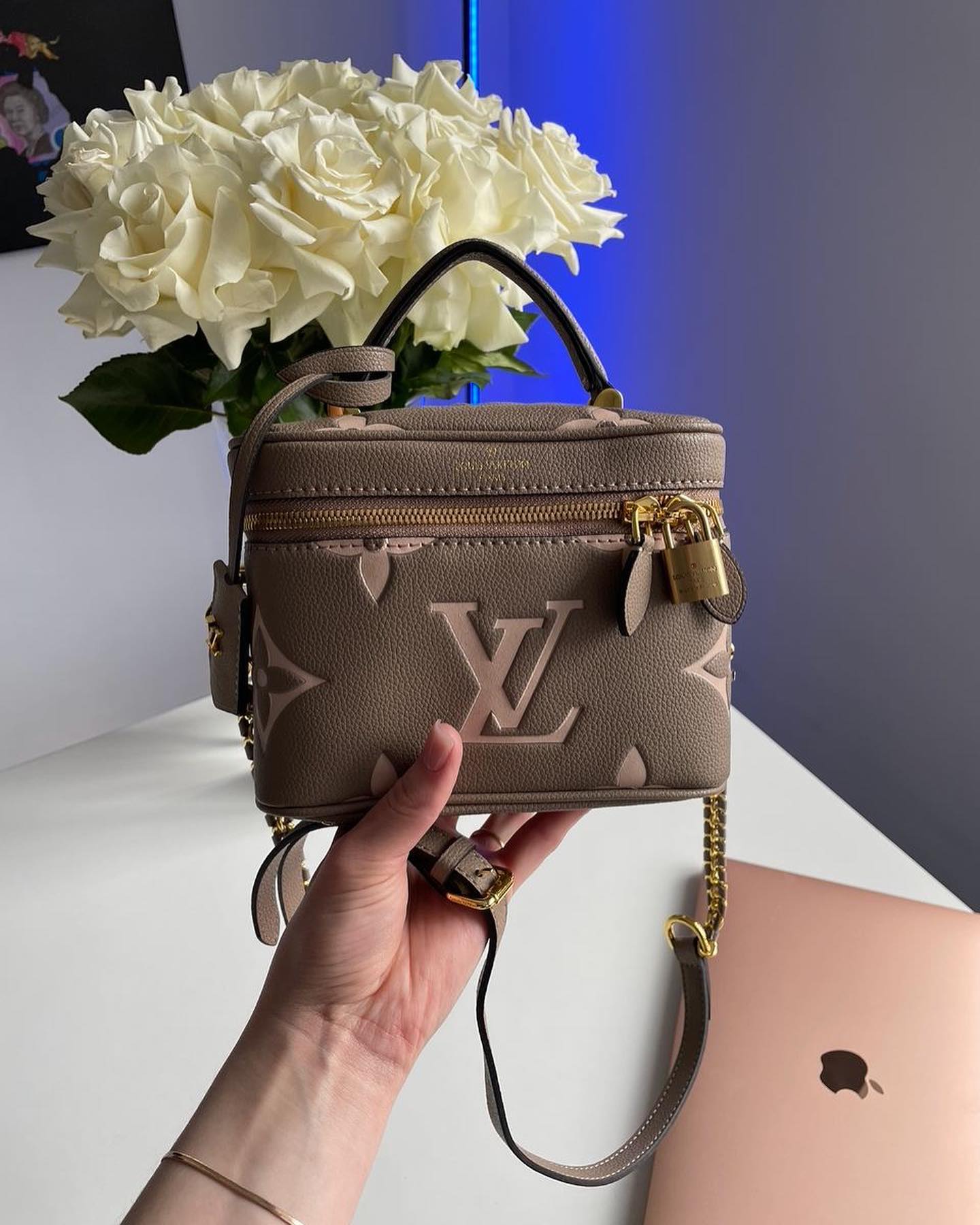 Louis Vuitton Vanity Handbag Bicolor Monogram Empreinte Giant PM